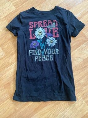 Free State Black Graphic Tee with Floral Accent